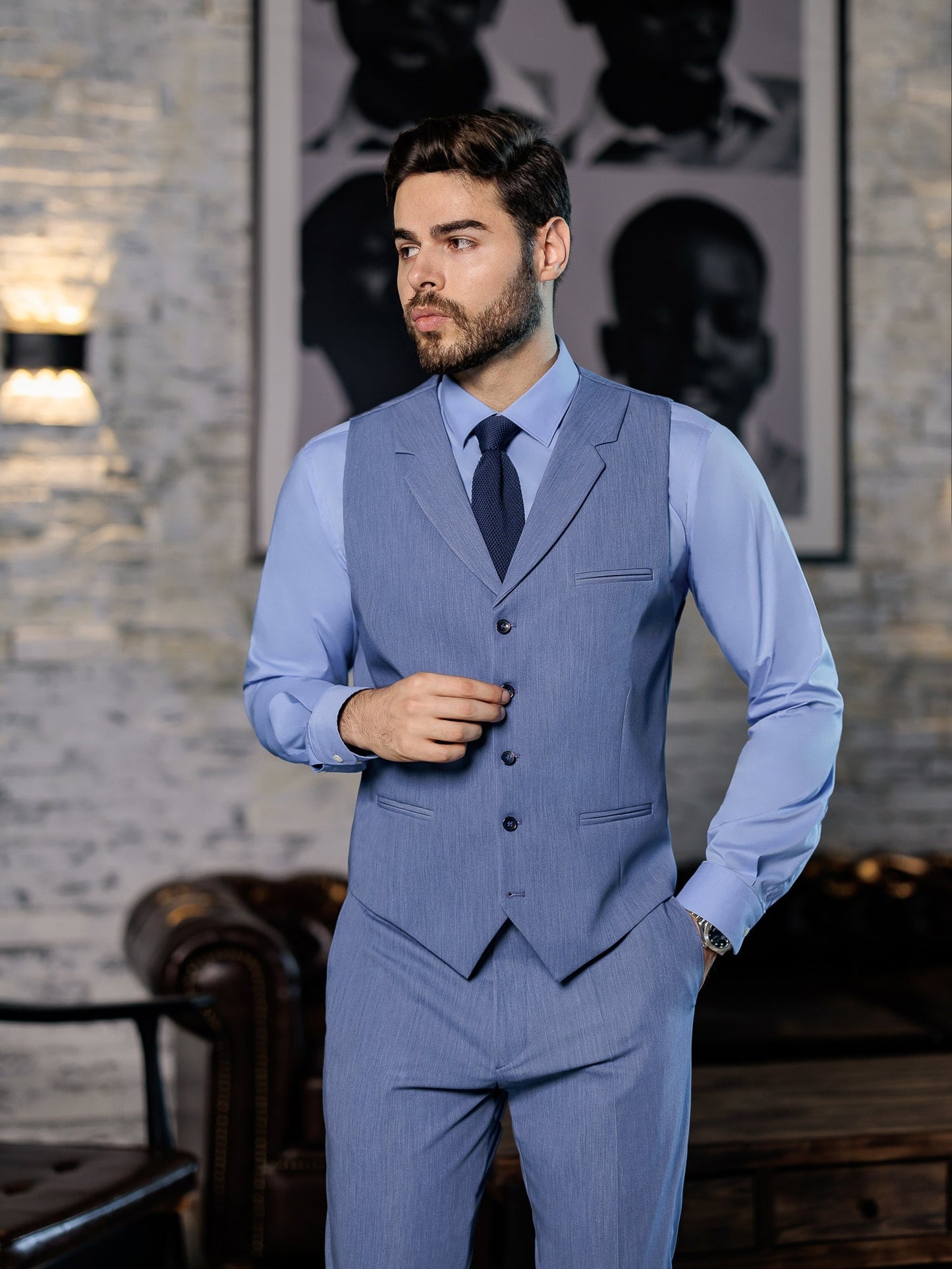 Blue Slim-Fit Suit 3-Piece VIOSSI