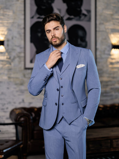 Blue Slim-Fit Suit 3-Piece VIOSSI