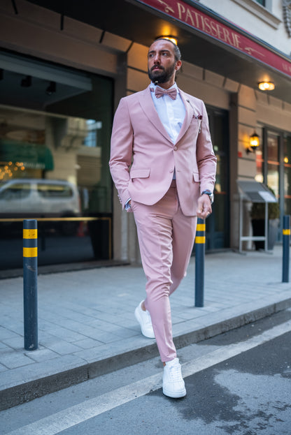 Brabion Massimo Pink Slim Fit Peak Lapel Tuxedo