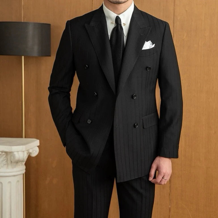 Men’s Black Birmingham Suit - Hidden Stripes