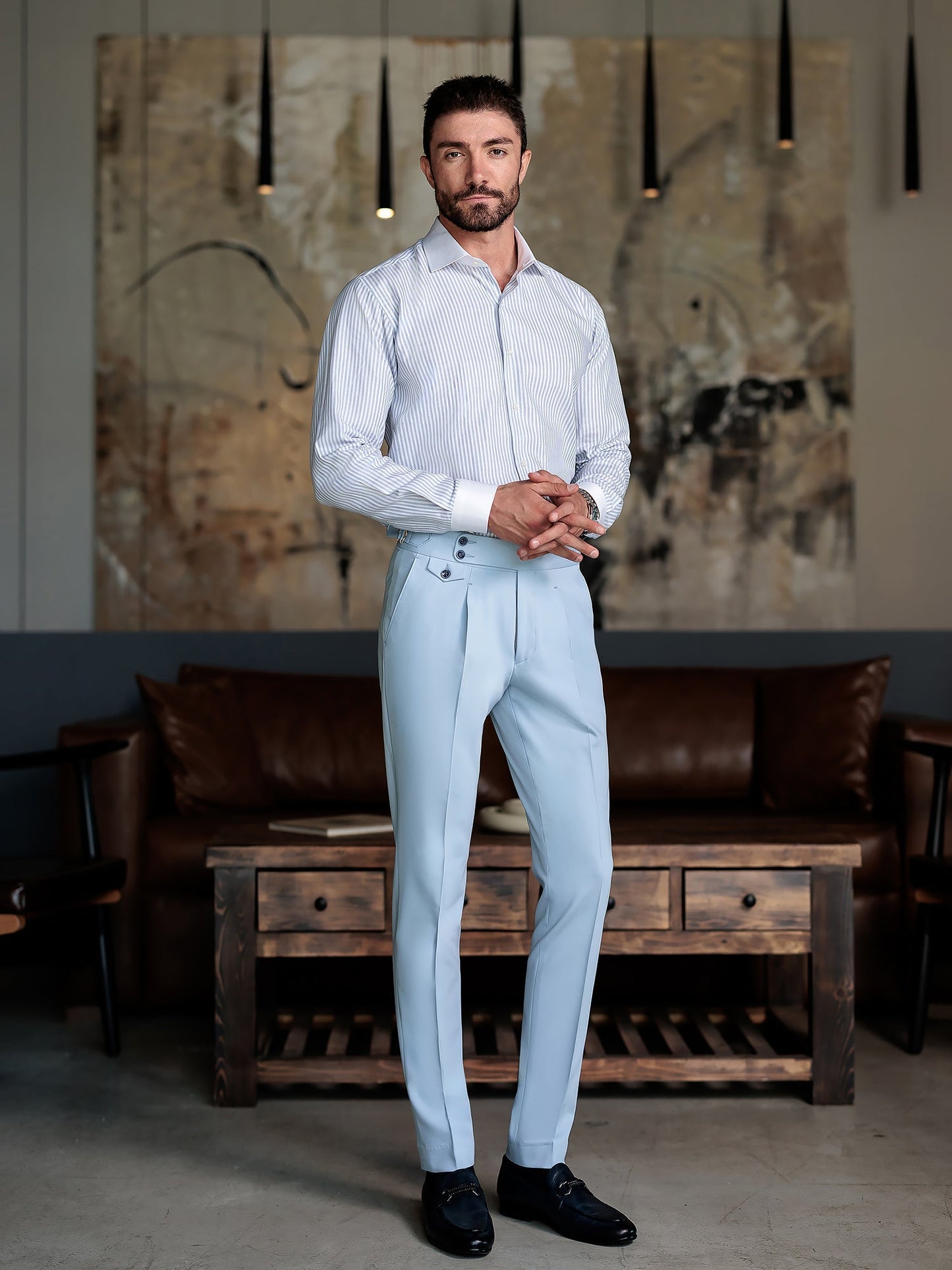 Sky-Blue Double Breasted Suit 2-Piece VIOSSI
