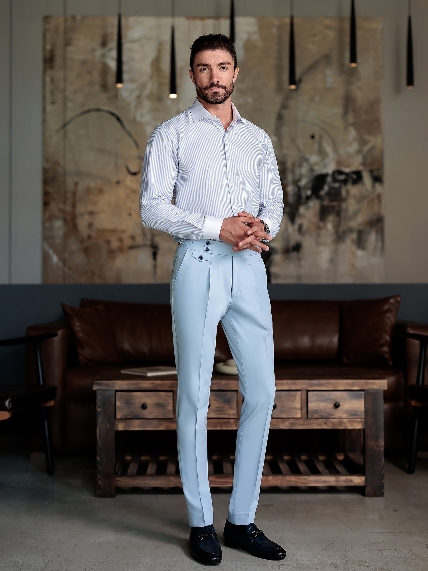 Sky-Blue Double Breasted Suit 2-Piece VIOSSI