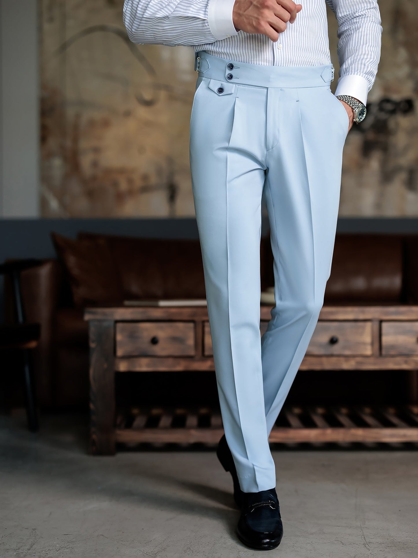 Sky-Blue Double Breasted Suit 2-Piece VIOSSI