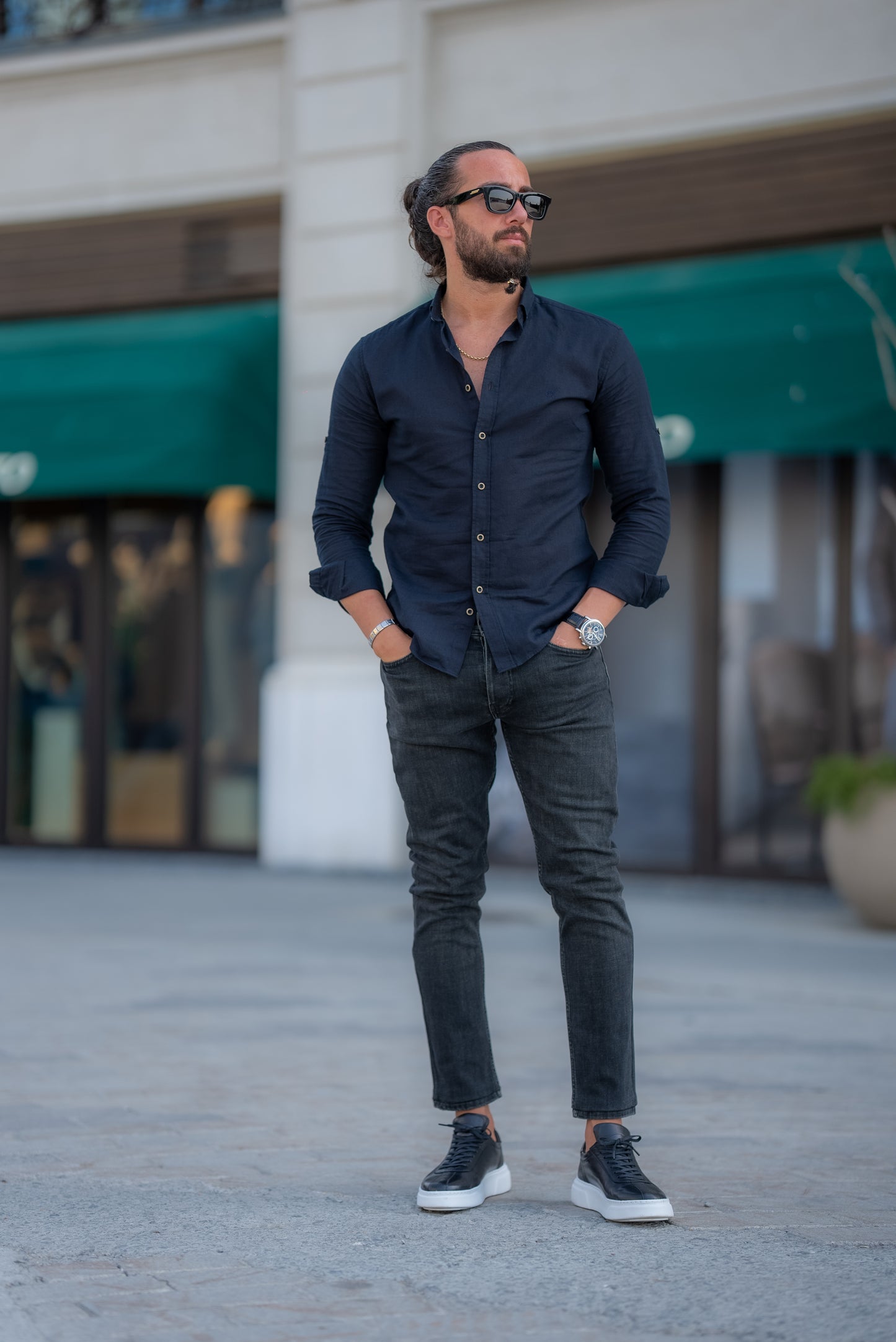 Brabion Alonso Black Slim Fit Crosshatch Casual Shirt - Elevate Your Wardrobe