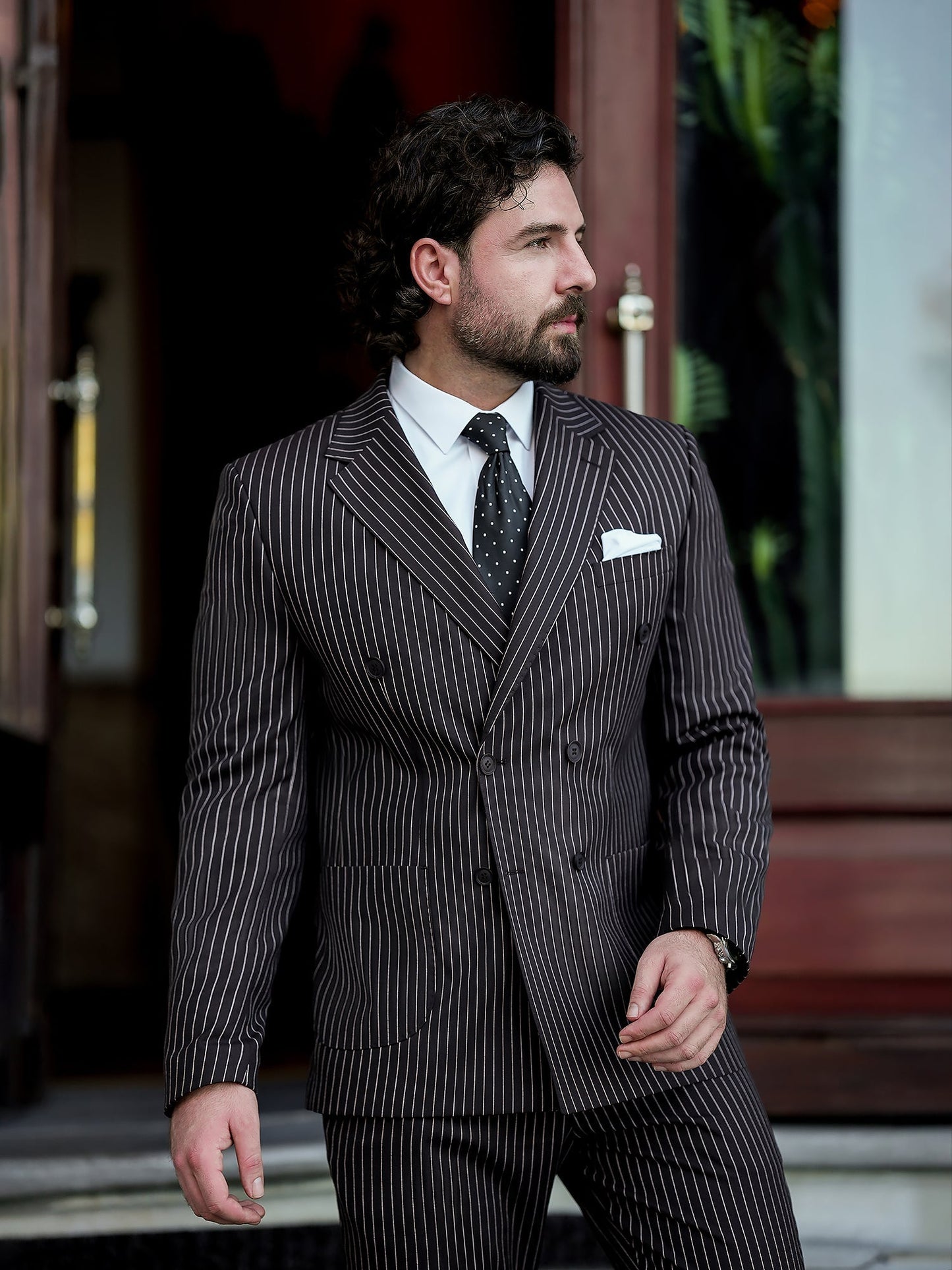 Bordeaux Striped Double Breasted Suit 2-Piece VIOSSI