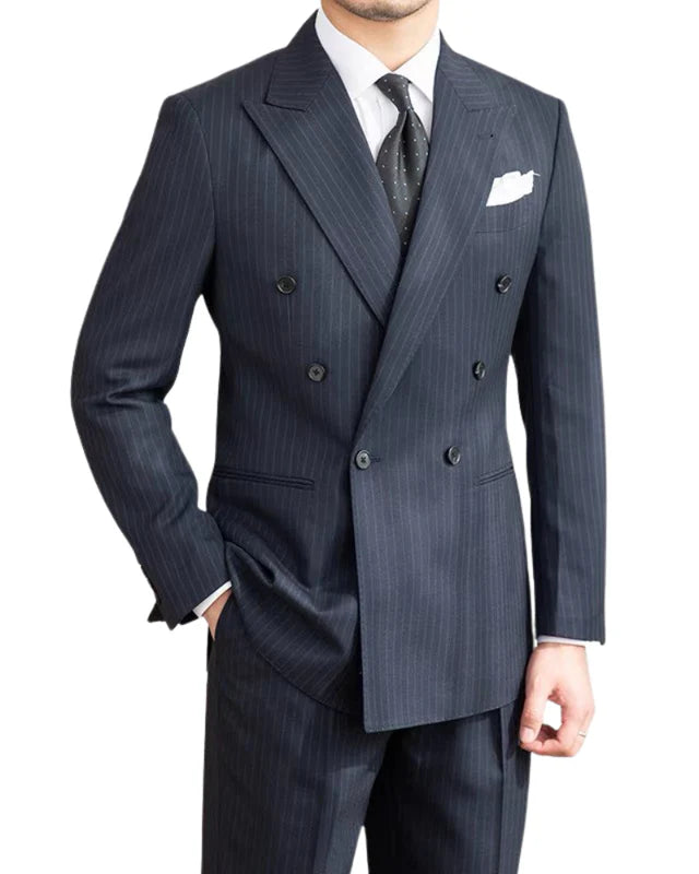 Men’s Navy Blue Striped Veroza Suit