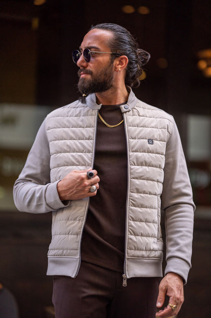 Brabion Beige Slim Fit Zipper Coat - Sophistication and Comfort Combined
