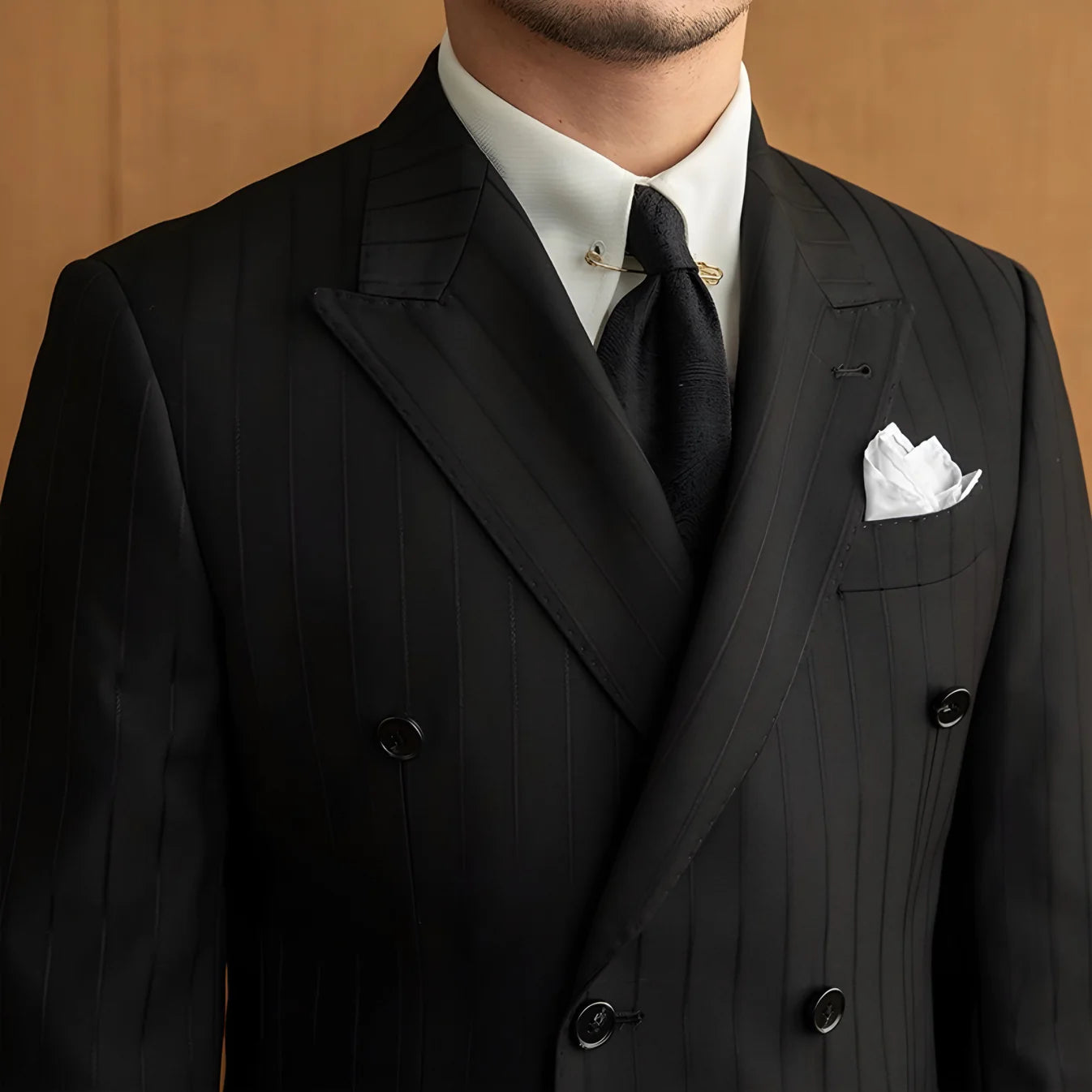 Men’s Black Birmingham Suit - Hidden Stripes