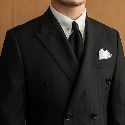 Men’s Black Birmingham Suit - Hidden Stripes