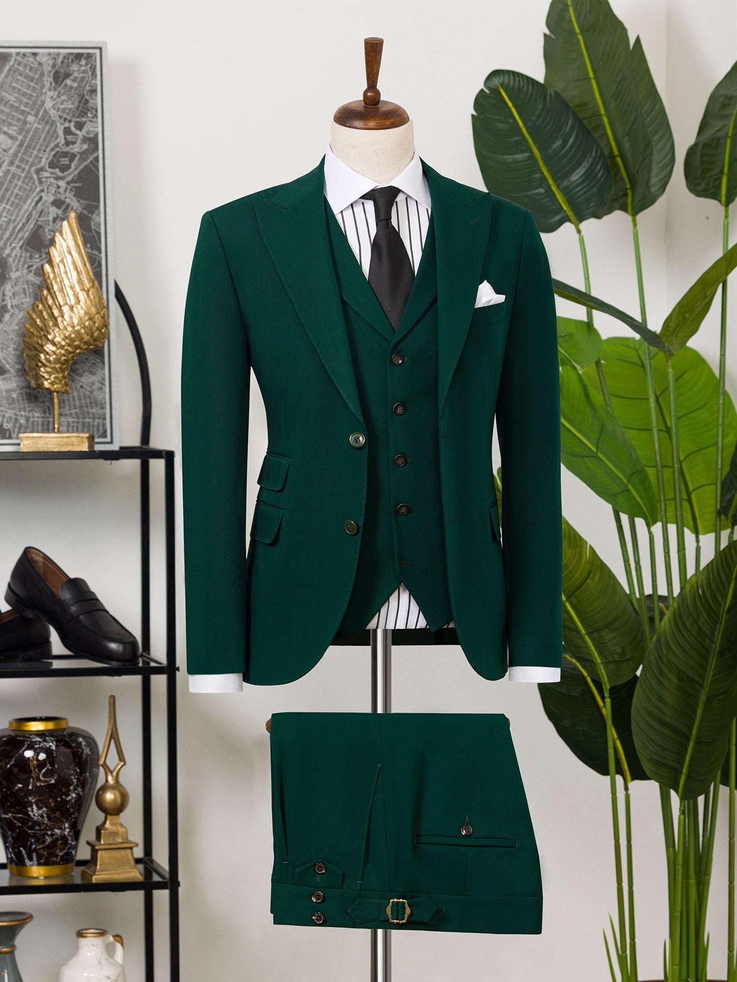 Green Slim-Fit Suit 3-Piece VIOSSI