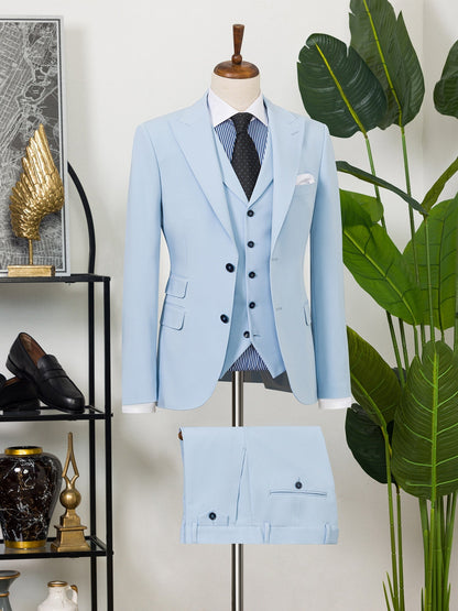 Sky-Blue Slim-Fit Suit 3-Piece VIOSSI