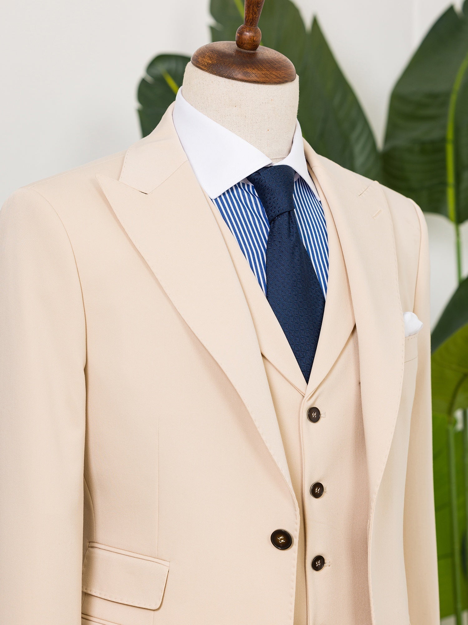 Beige Slim-Fit Suit 3-Piece VIOSSI