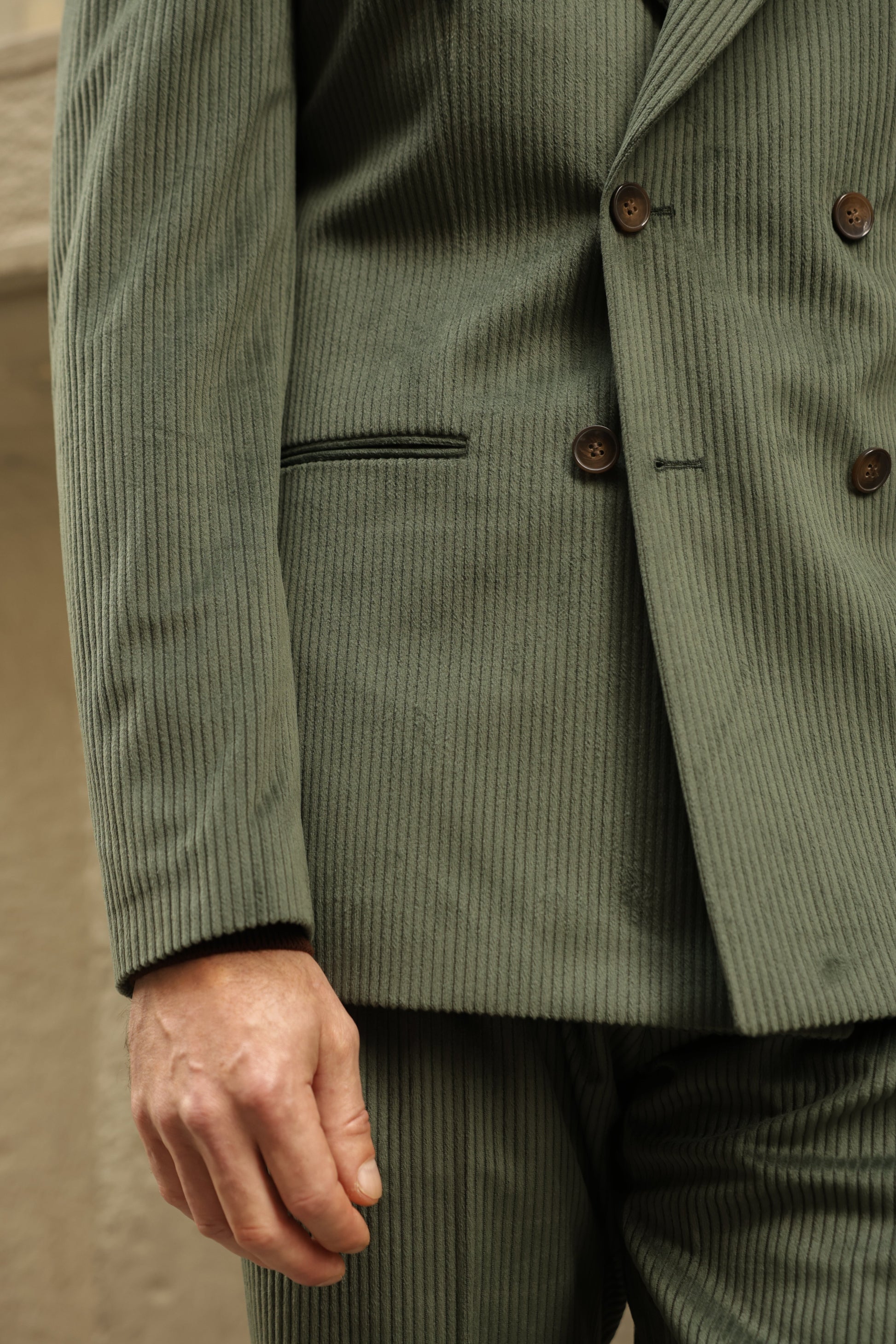 Khaki Velvet Double Breasted Suit 2-Piece VIOSSI - CB