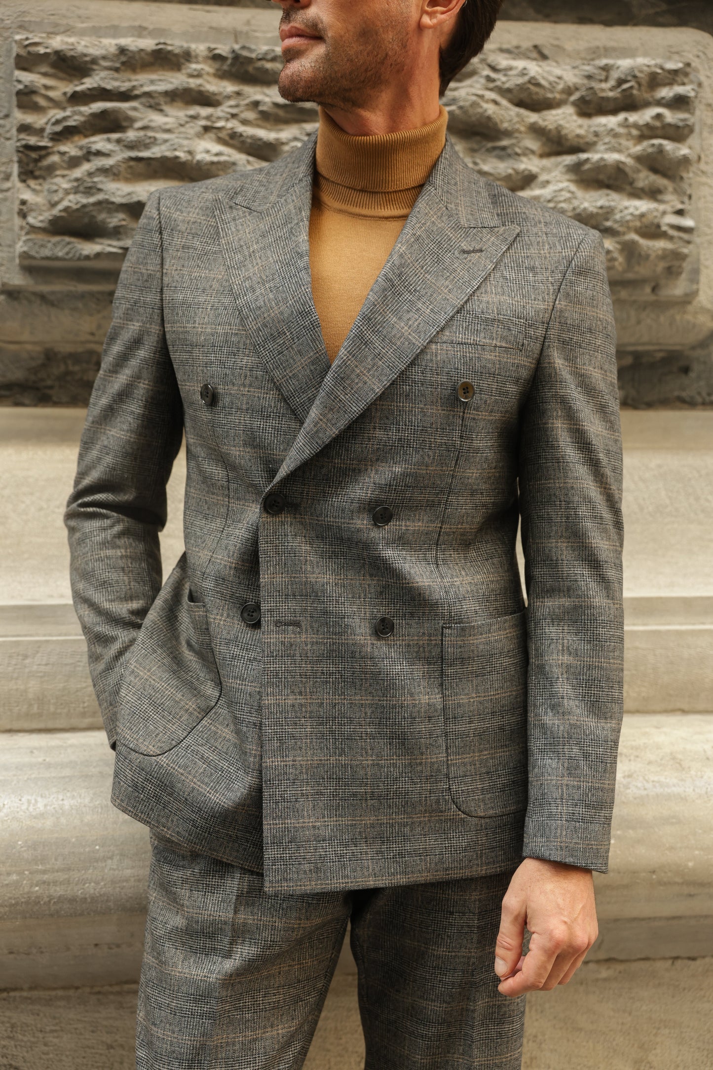 Grey Plaid Double Breasted Suit 2-Piece VIOSSI - CB