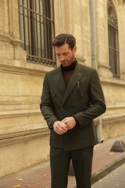 Khaki Double Breasted Suit 2-Piece VIOSSI - CB