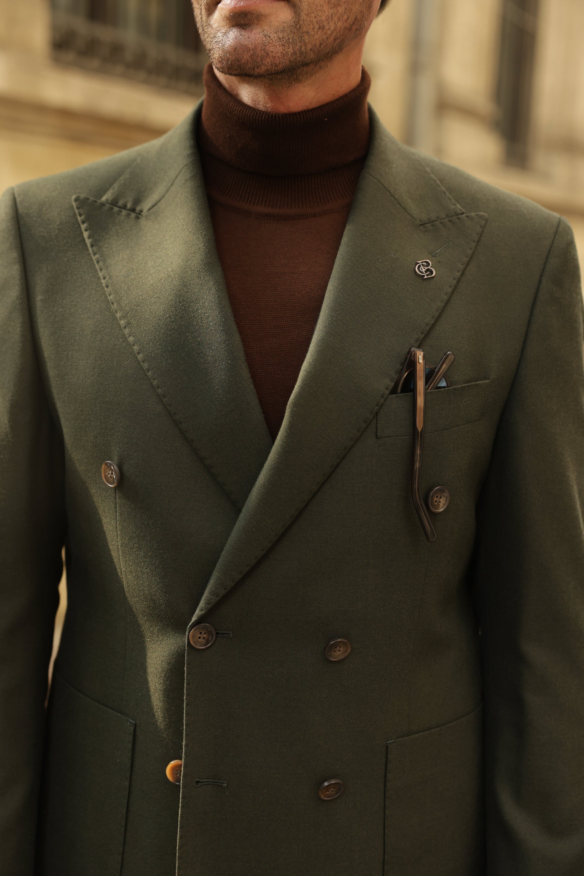 Khaki Double Breasted Suit 2-Piece VIOSSI - CB