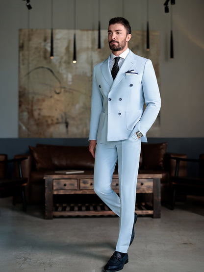 Sky-Blue Double Breasted Suit 2-Piece VIOSSI