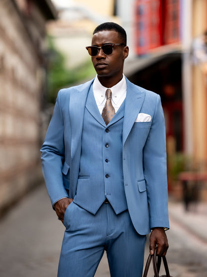 Blue Slim-Fit Suit 3-Piece VIOSSI