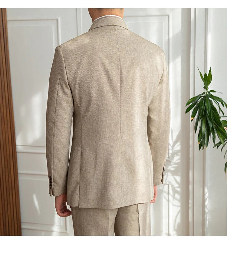 Gregory Beige Double-Breasted Suit