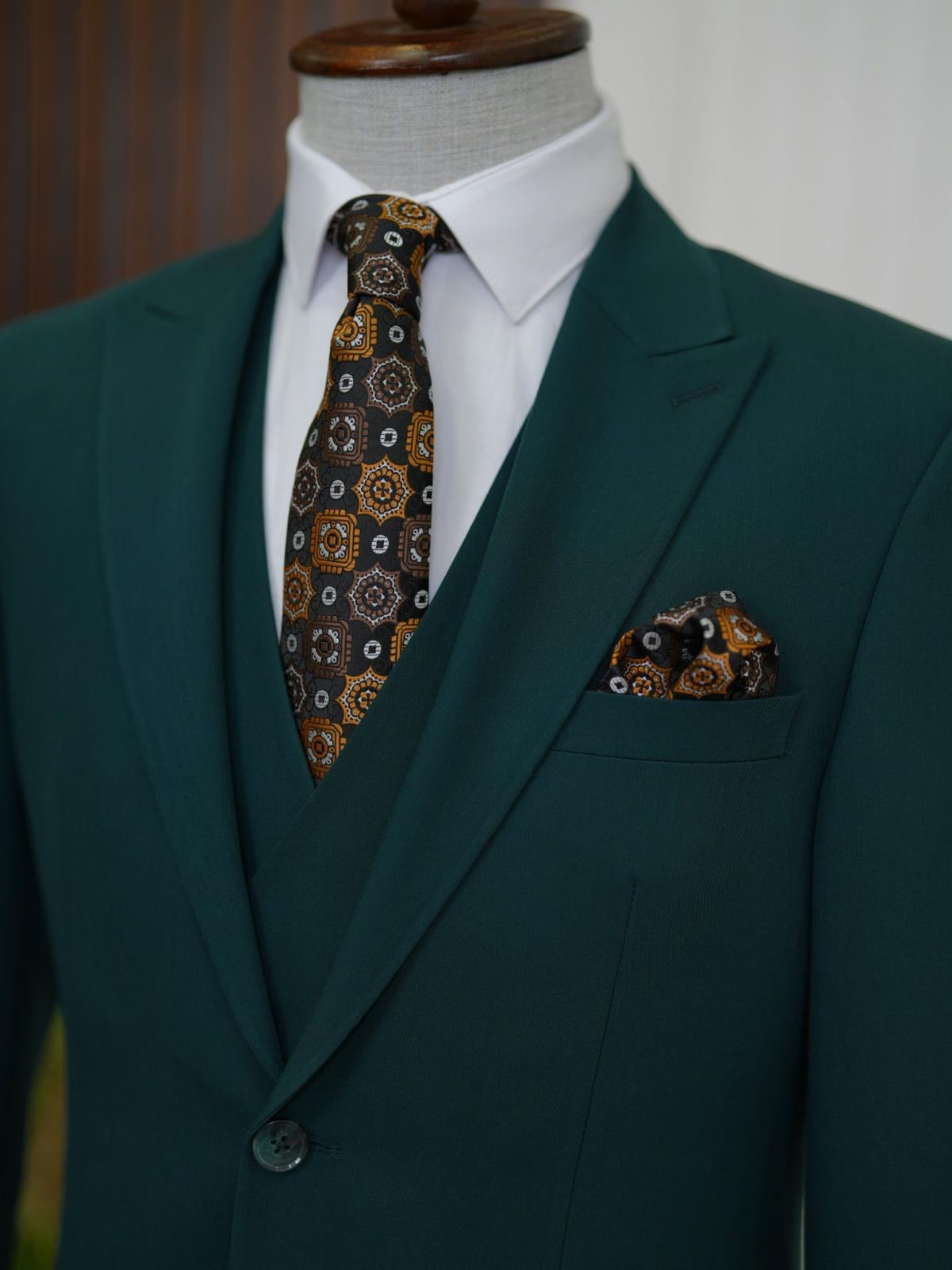 Brabion Aston Green Slim Fit 3 Piece Suit