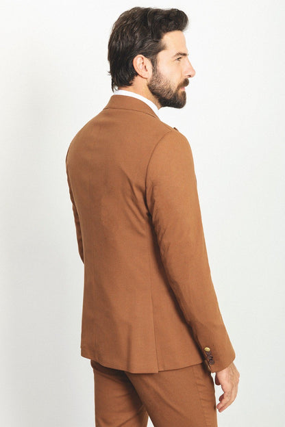 Brabion Rocco Rust Brown Slim Fit Peak Lapel Suit