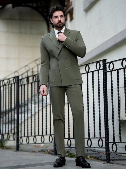 Khaki Double Breasted Suit 2-Piece VIOSSI