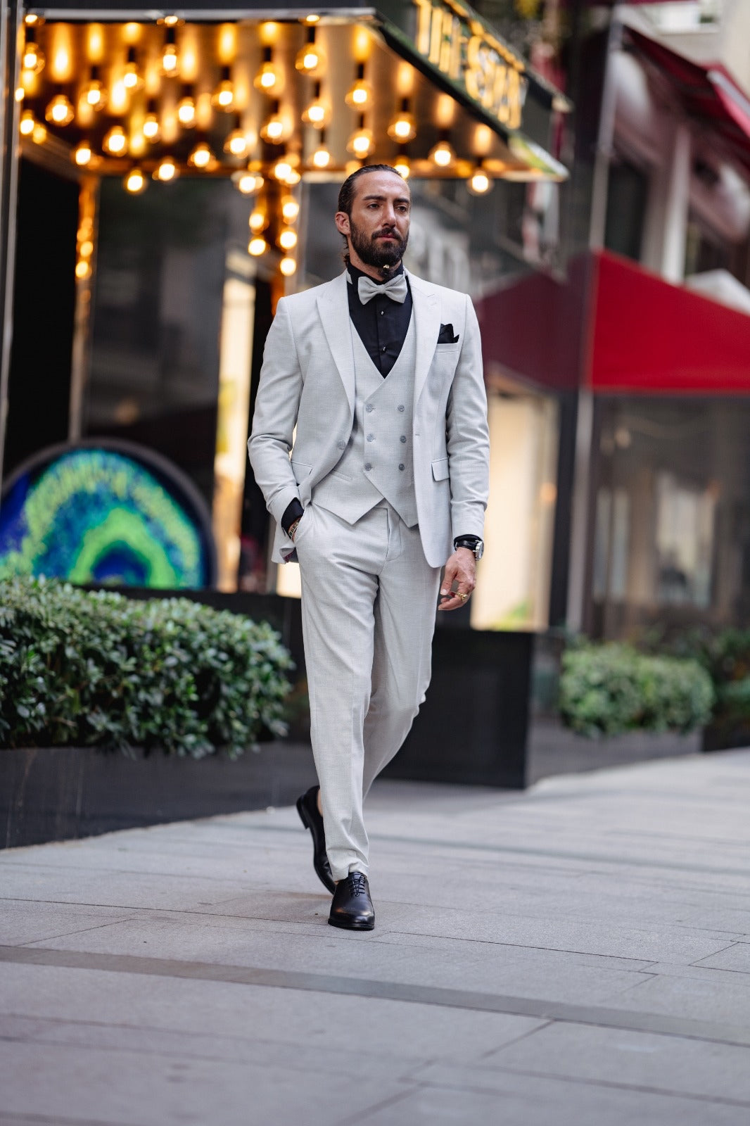 Ardean Gray Slim Fit Peak Lapel Tuxedo