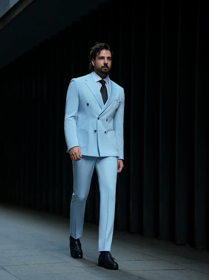 Sky-Blue Double Breasted Suit 2-Piece VIOSSI