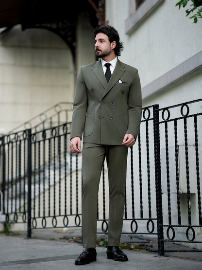 Khaki Double Breasted Suit 2-Piece VIOSSI
