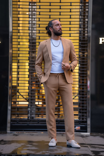 Brabion Alonso Camel Slim Fit Notch Lapel 2 Piece Suit