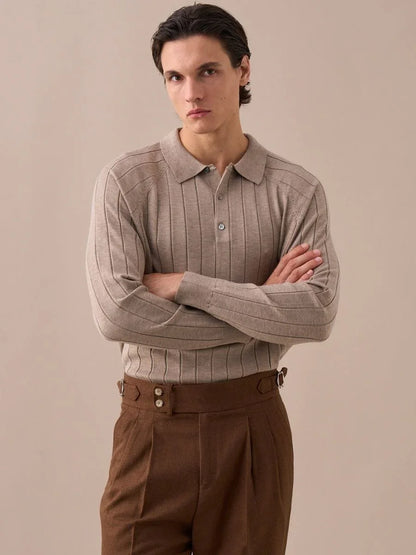 Men’s Ribbed Knit Polo Sweater