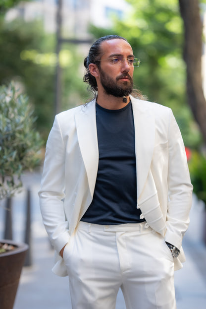 Brabion Alonso White Slim Fit Double Breasted Suit