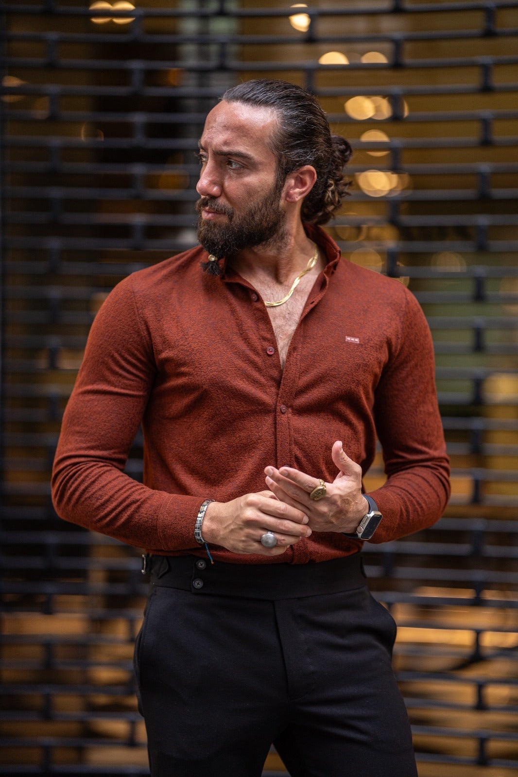 Brabion Ardean Tile Slim Fit Textured Cotton Shirt - Versatile Elegance