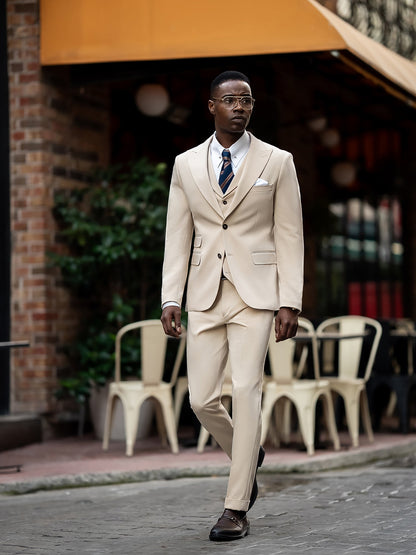 Beige Slim-Fit Suit 3-Piece VIOSSI
