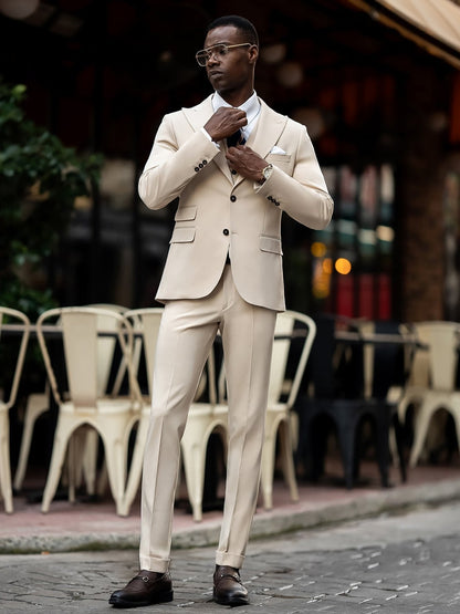 Beige Slim-Fit Suit 3-Piece VIOSSI