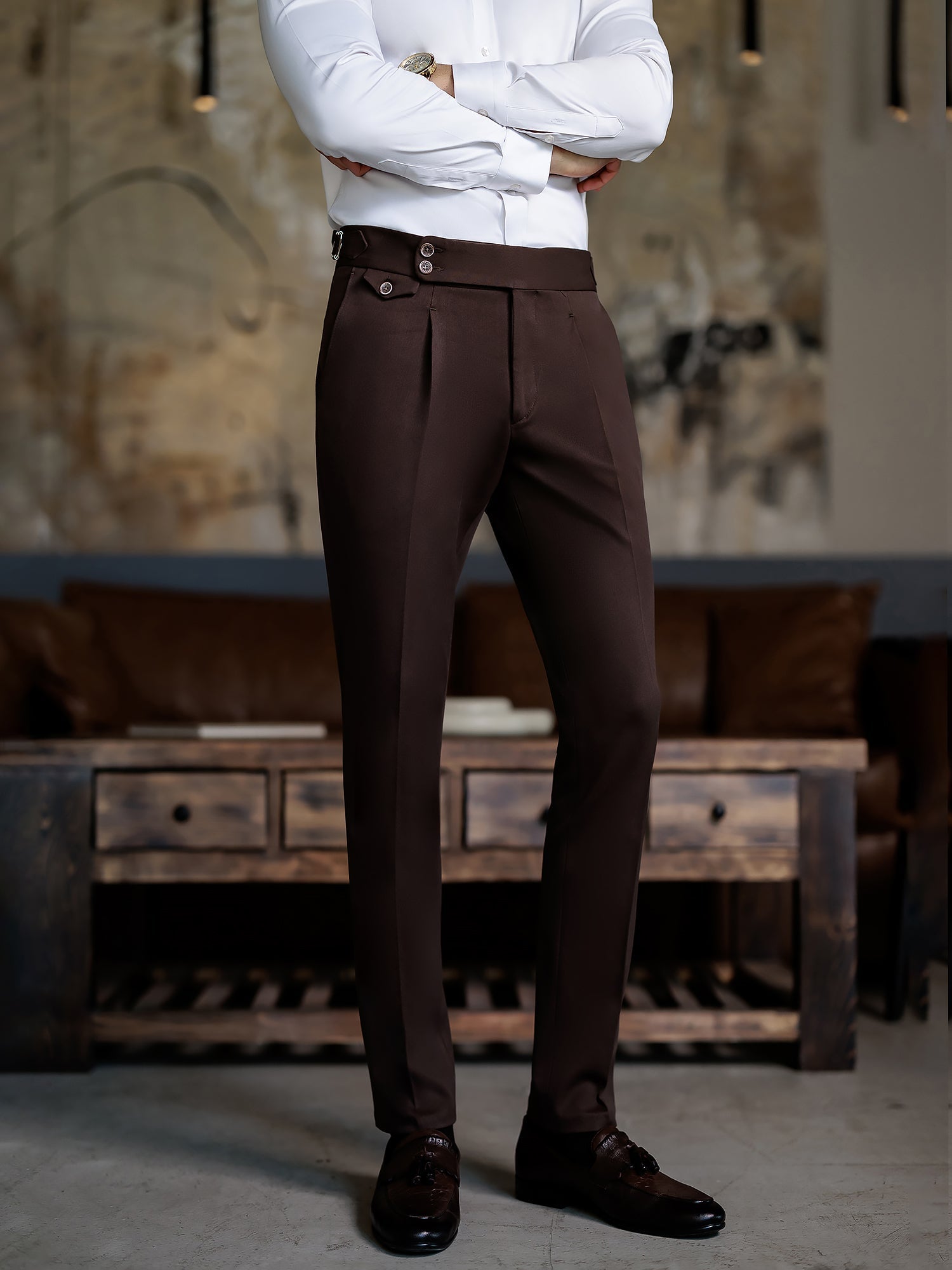 Brown Double Breasted Suit 2-Piece VIOSSI