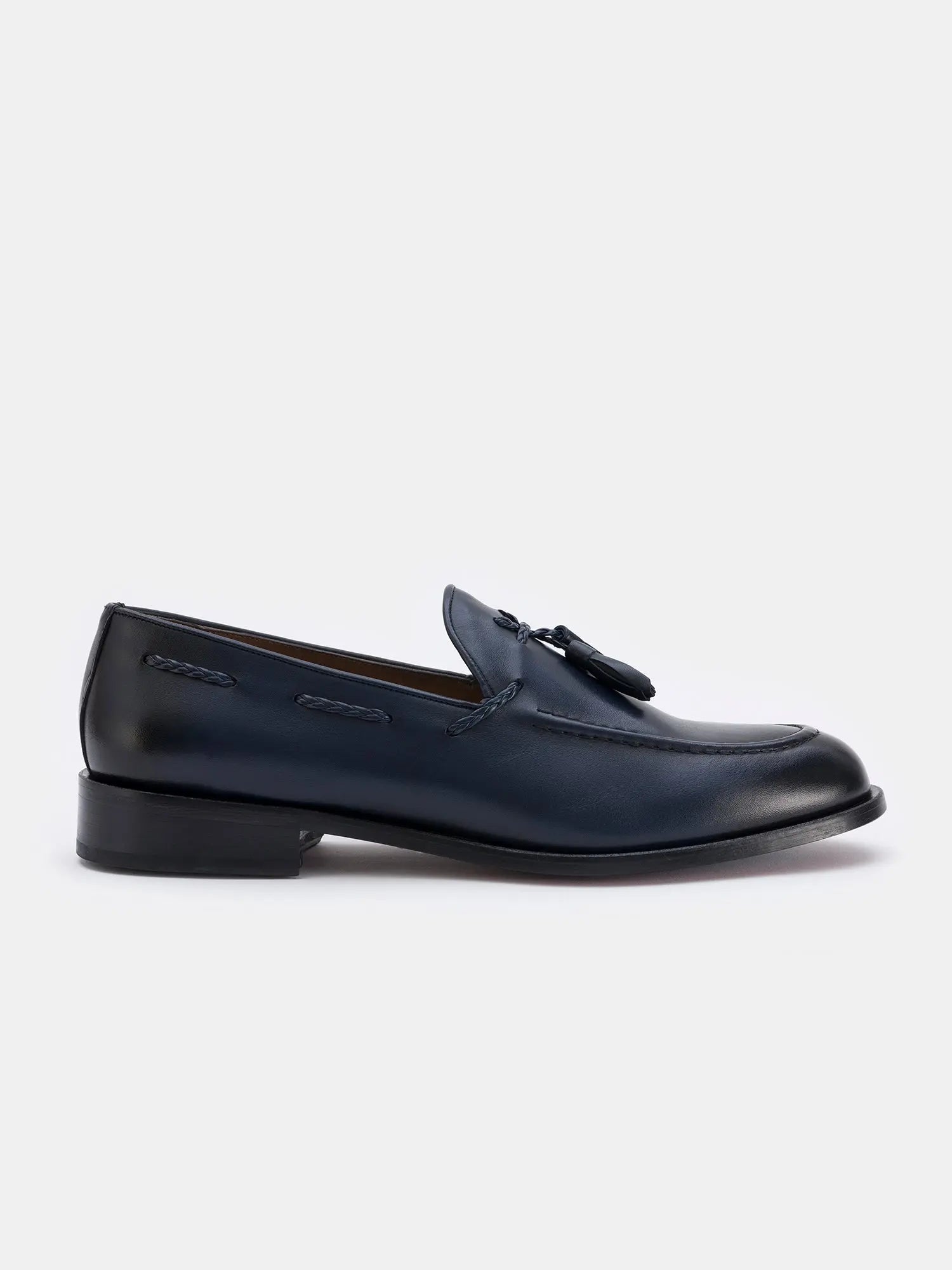 Navy Leather Tasselled Loafers VIOSSI