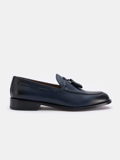 Navy Leather Tasselled Loafers VIOSSI
