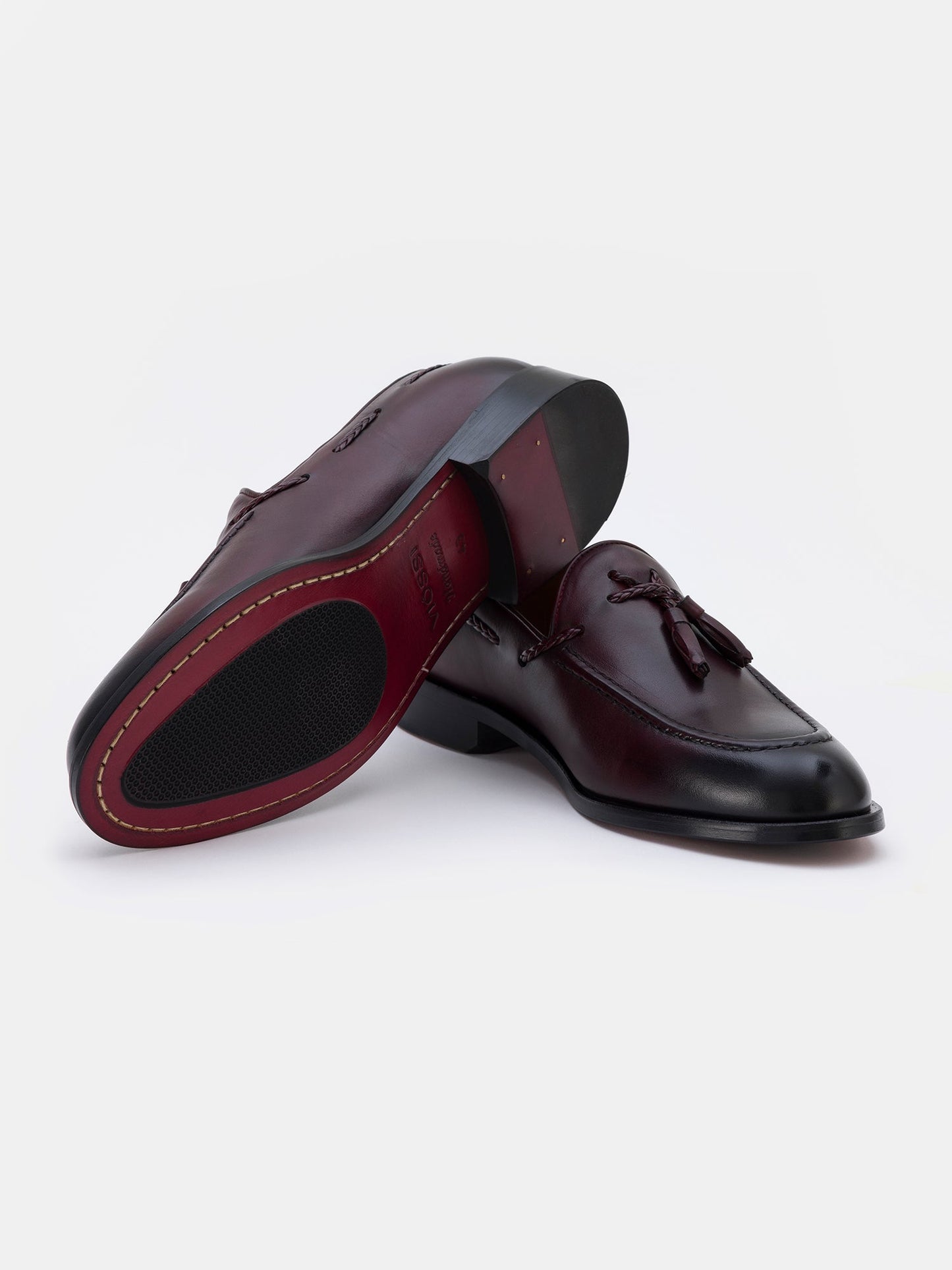Bordeaux Leather Tasselled Loafers VIOSSI