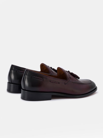 Bordeaux Leather Tasselled Loafers VIOSSI