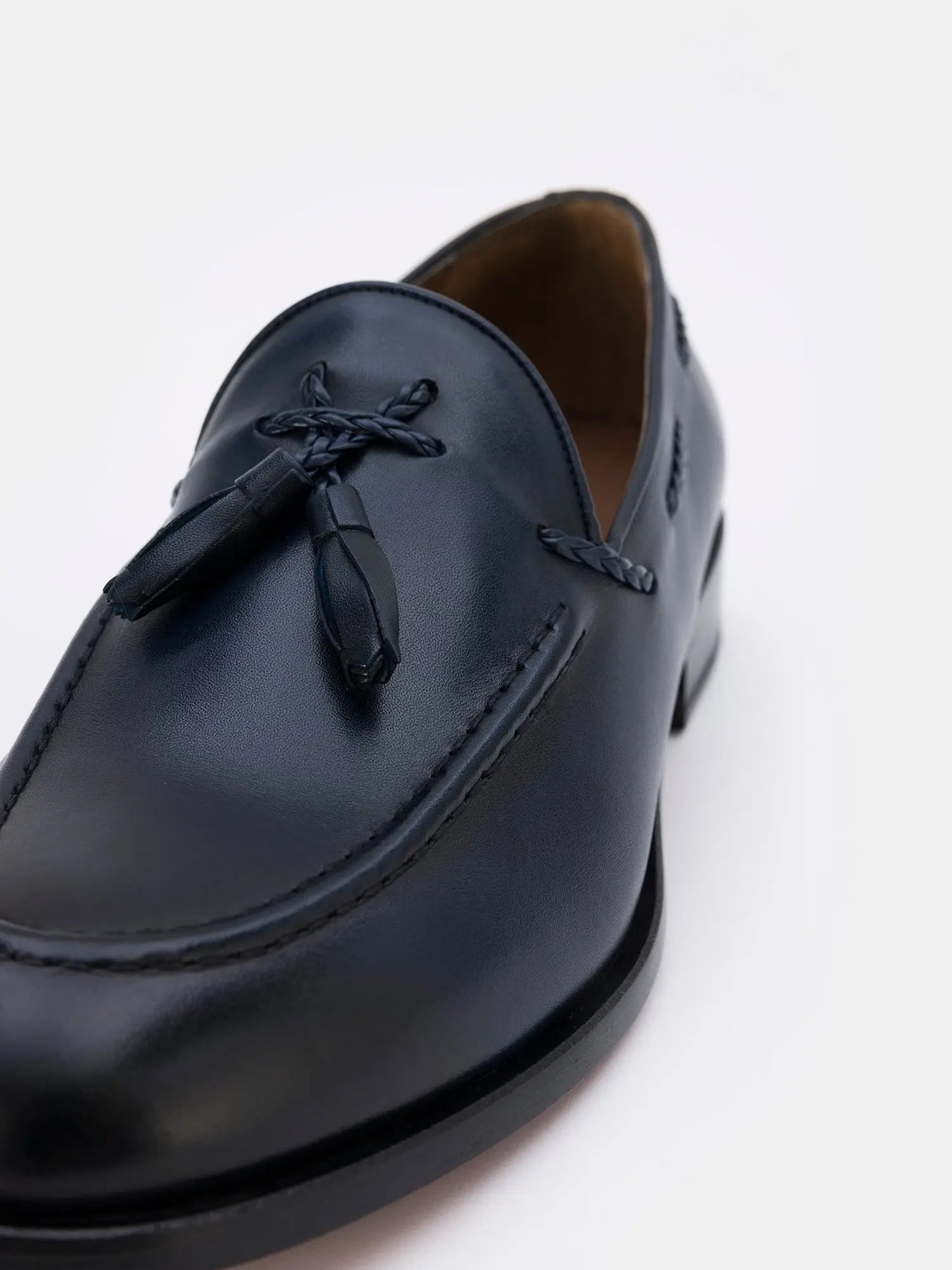 Navy Leather Tasselled Loafers VIOSSI
