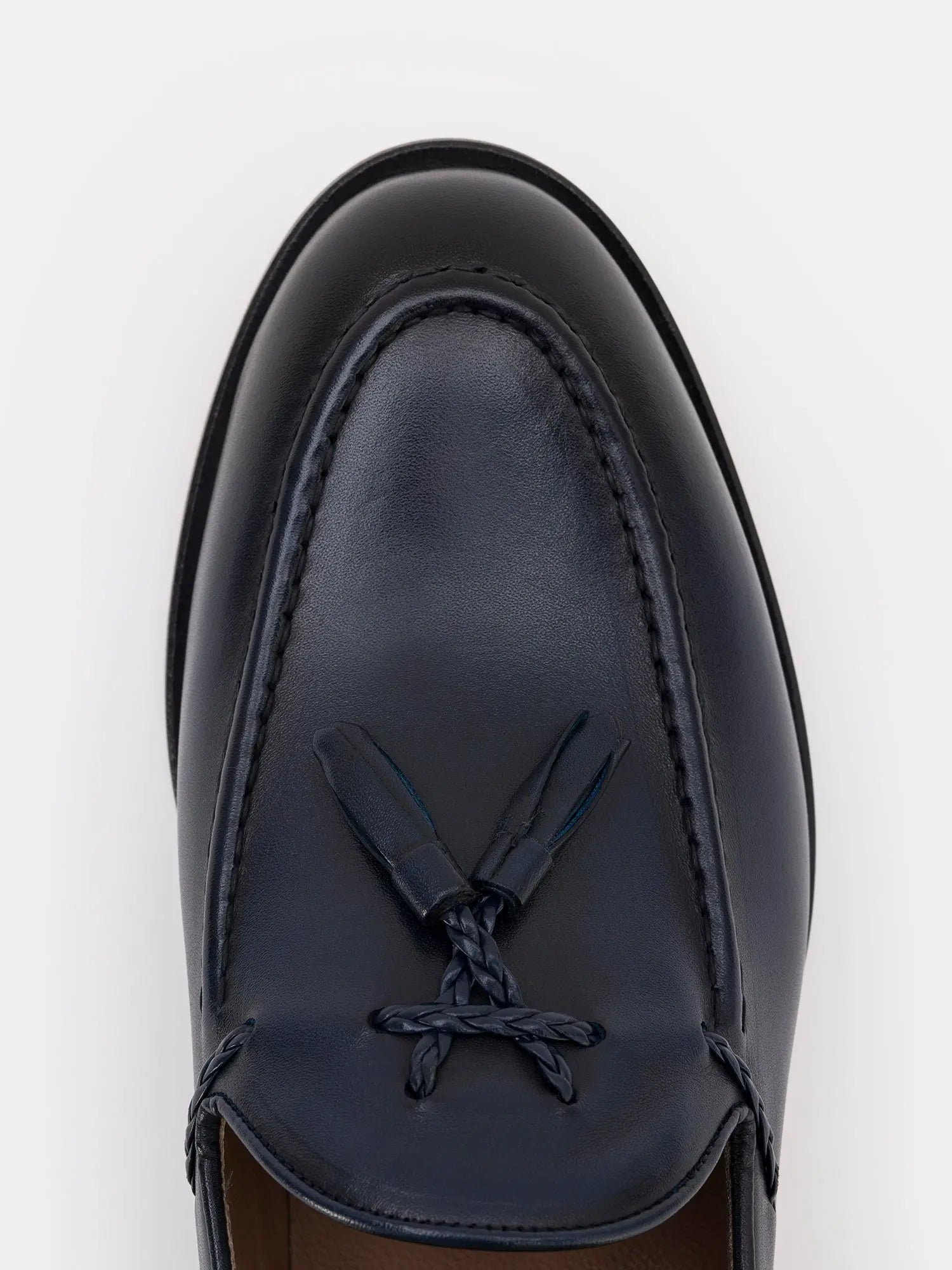 Navy Leather Tasselled Loafers VIOSSI