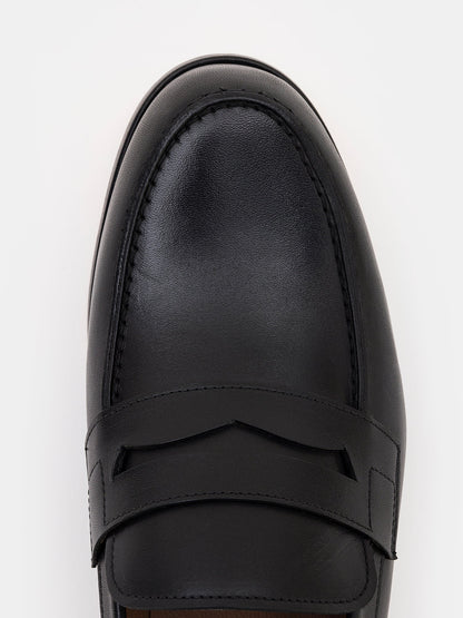 Black Leather Penny Loafers VIOSSI