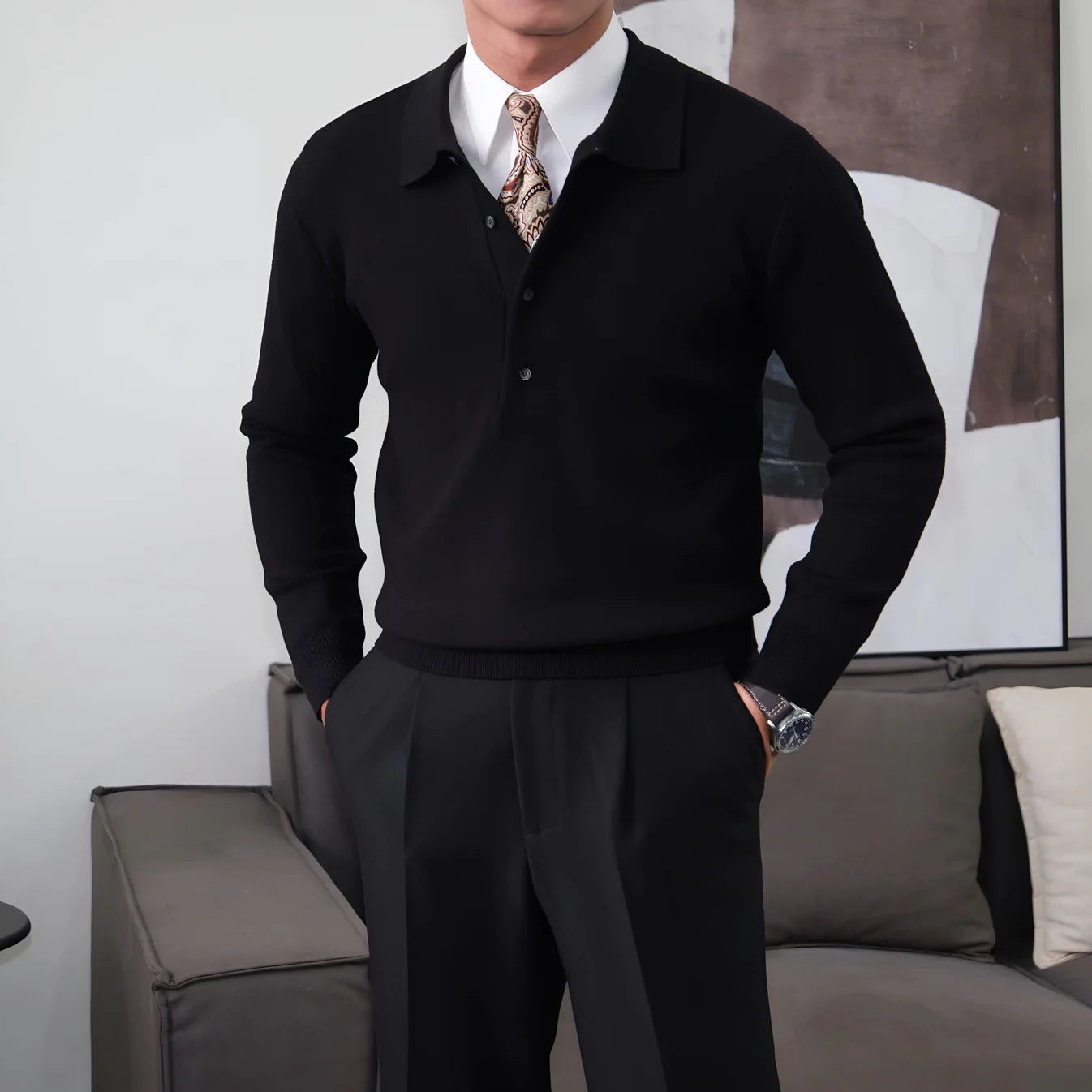 Men's Textured Knit Polo