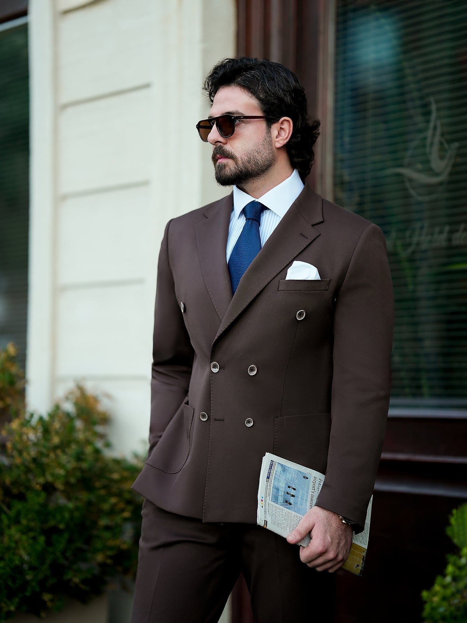 Brown Double Breasted Suit 2-Piece VIOSSI
