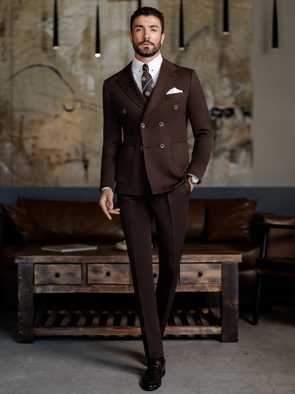 Brown Double Breasted Suit 2-Piece VIOSSI