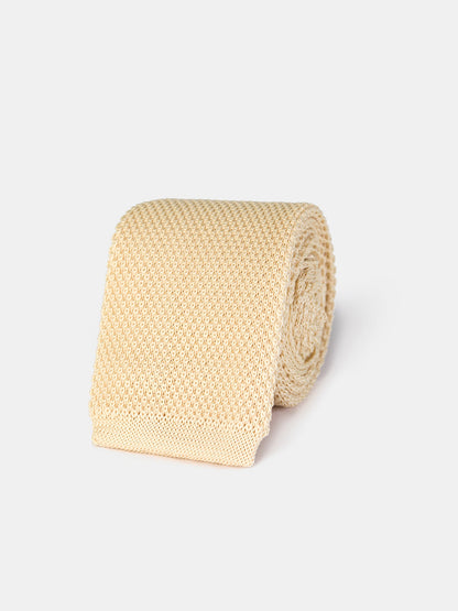 Beige Knitted Tie 6cm