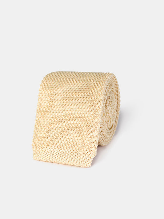 Beige Knitted Tie 6cm