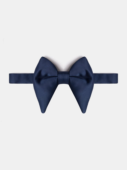 Navy Satin Butterfly Bow Tie - BRABION