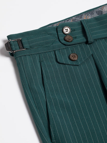Green Striped Double Breasted Suit 2-Piece VIOSSI